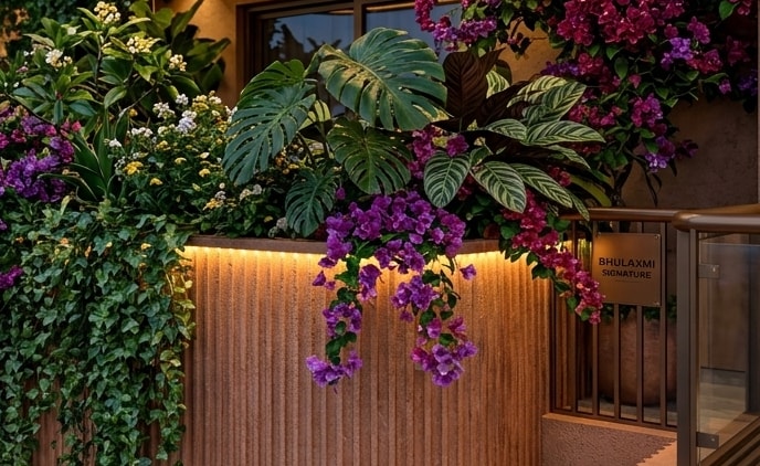 Fluted Sandstone & Bronze Accents